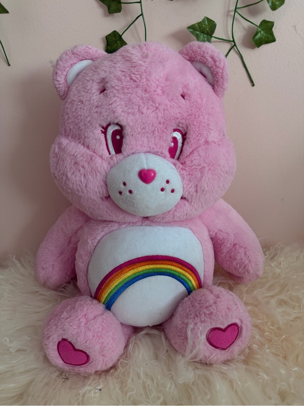 Care Bear Style Pink Rainbow Plush Teddy - Soft Kids Toy